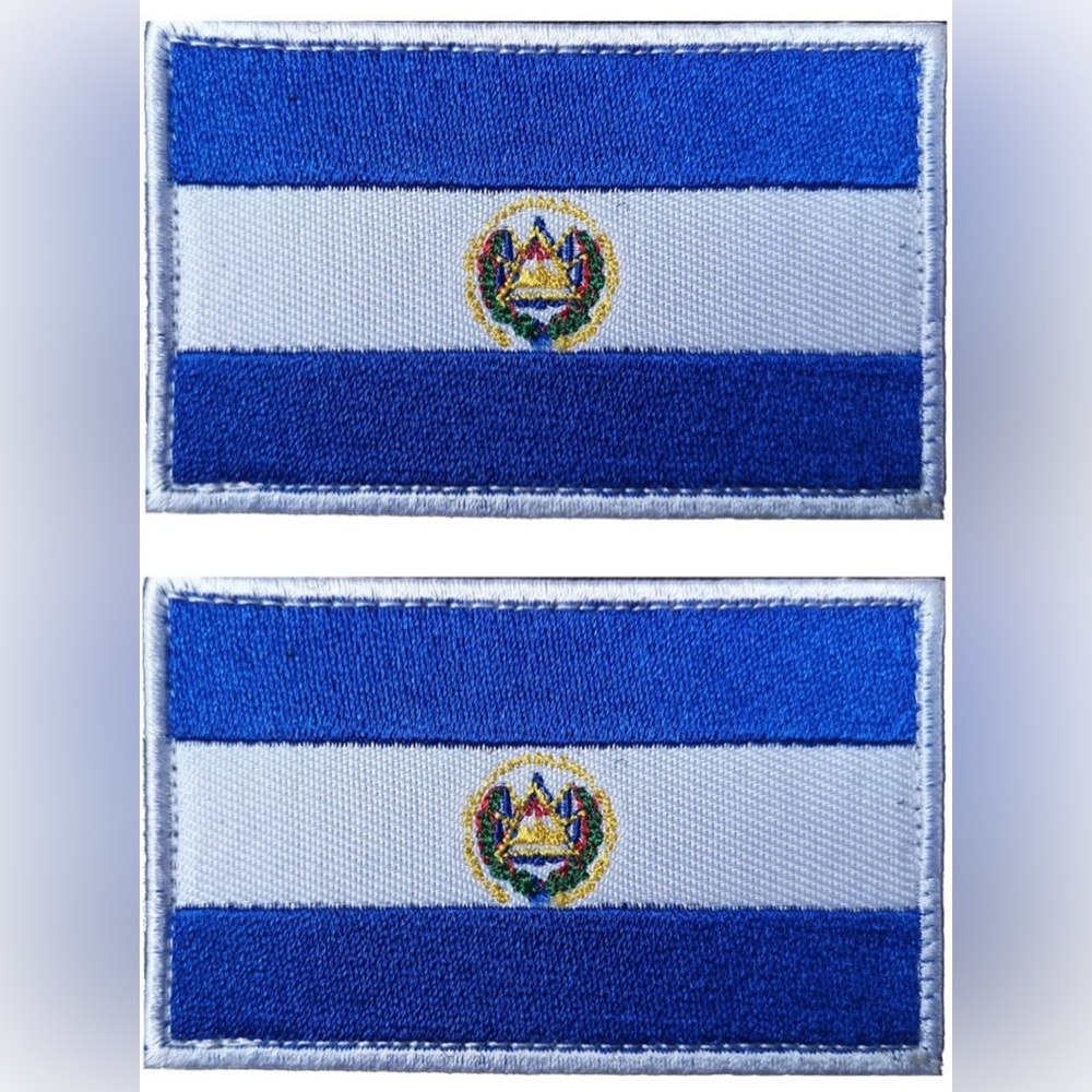 2 PCS AliPlus EI Salvador Flag Patches Embroidered Tactical Military Morale Patc